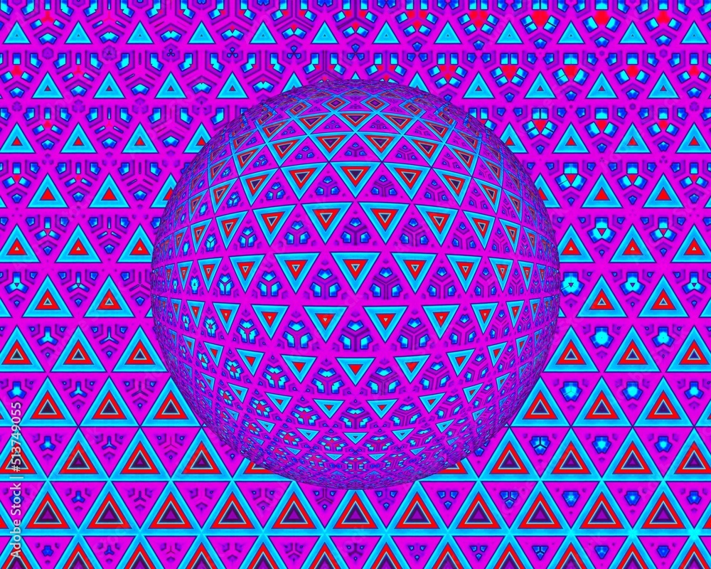 Aufkleber bright triangular mosaic with many similar tiles over a 3d sphere
