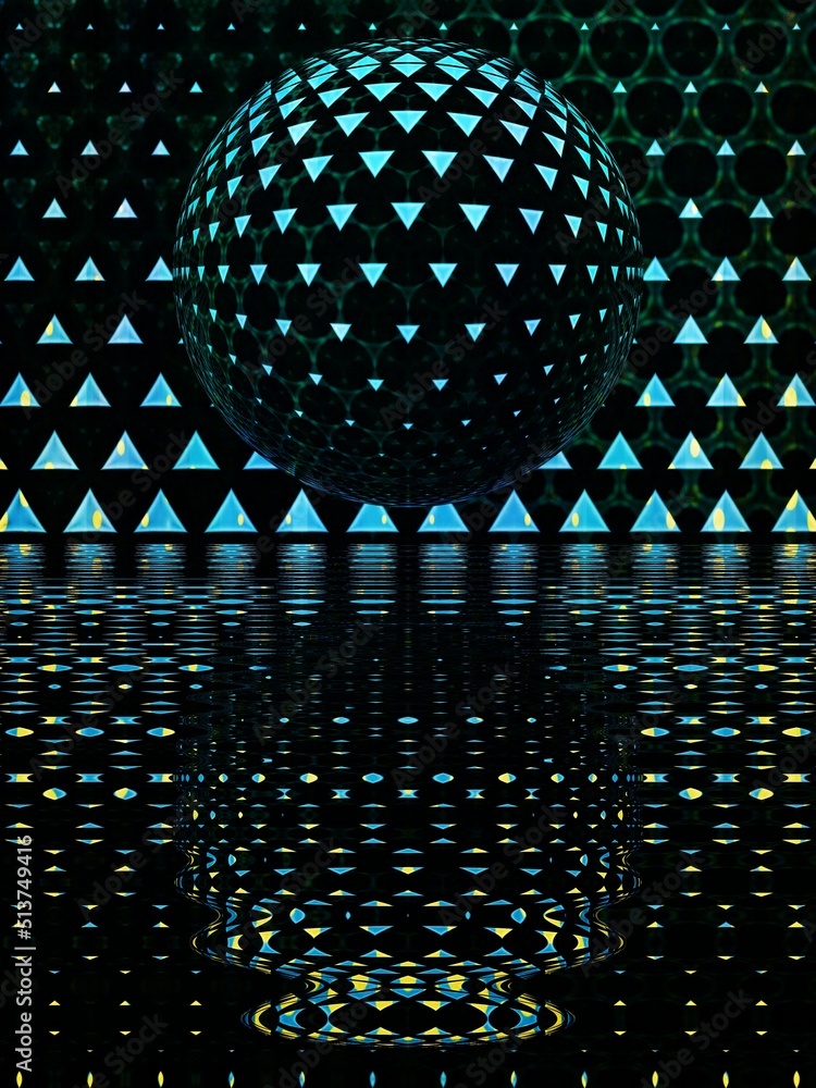 Aufkleber bright triangular mosaic with many similar tiles over a 3d sphere