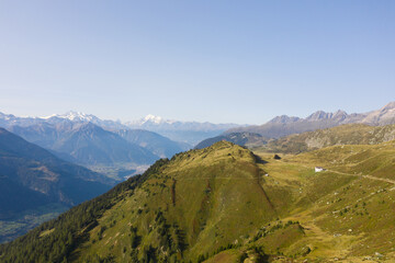 Drone view over the mountains in Switzerland 