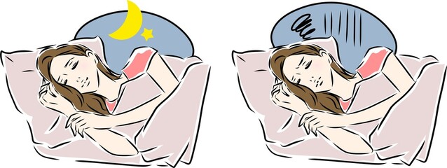 眠る女性と眠れない女性　ビフォーアフター