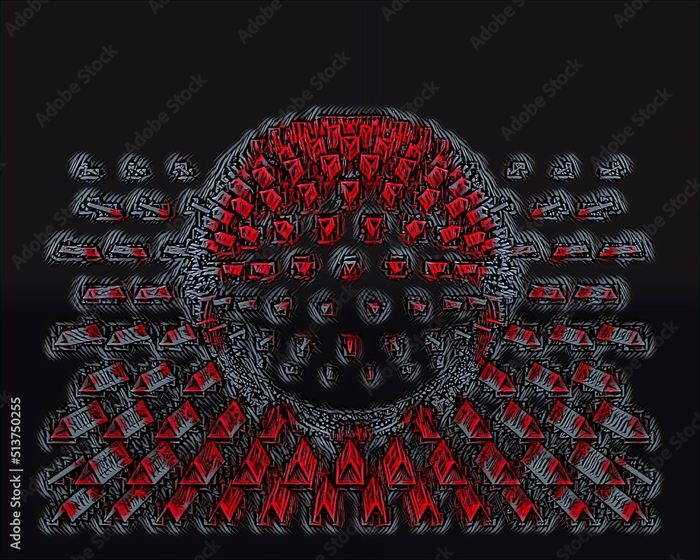 Aufkleber red and black 3d exploding spheres on a plain background