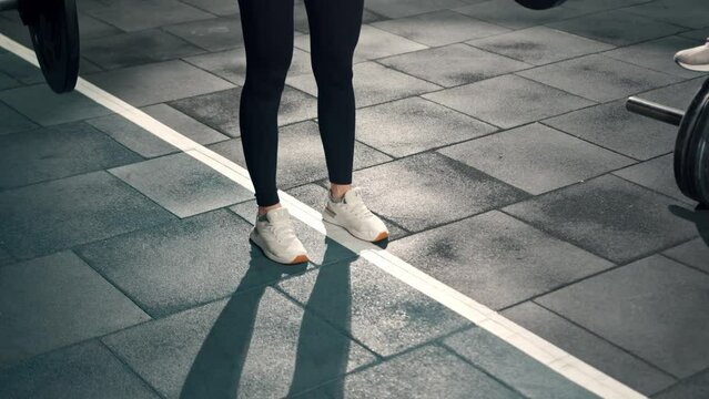 Man athlete do deadlift with barbell, bodybuilder train