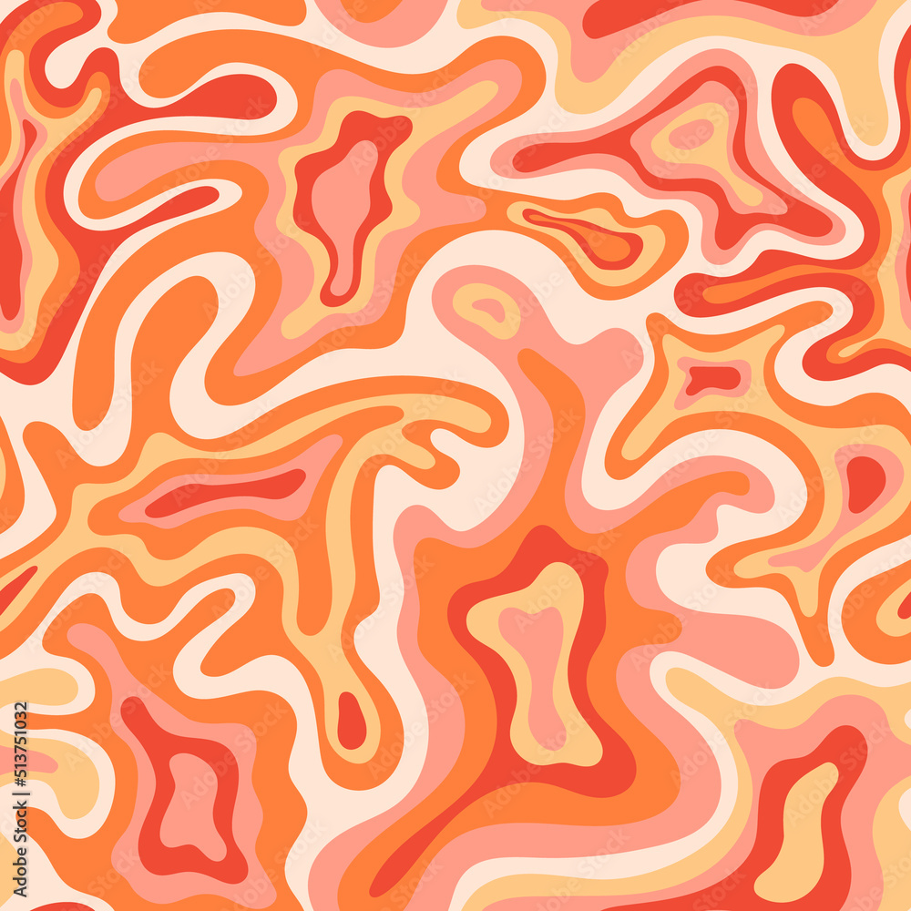 Poster abstract seamless swirl pattern. 60s, 70s style groovy background with waves and blobs. psychedelic 