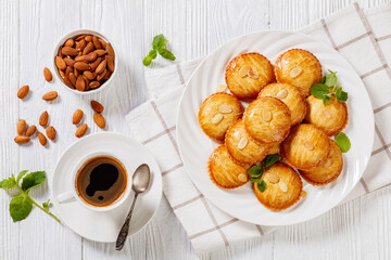almond cookies on white plate, top view