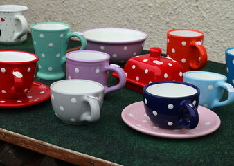 Lot of cups on market in Hungary