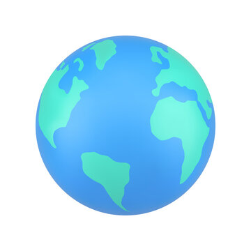 Earth planet flying realistic 3d icon continents ocean global geography map sphere element vector