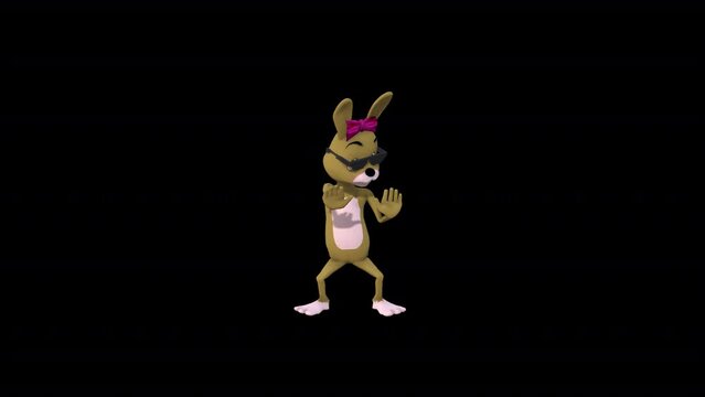 Cartoon Mrs.Rabbitt Dance 6, Animation.1920X1080.12 Second Long.Transparent Alpha video.