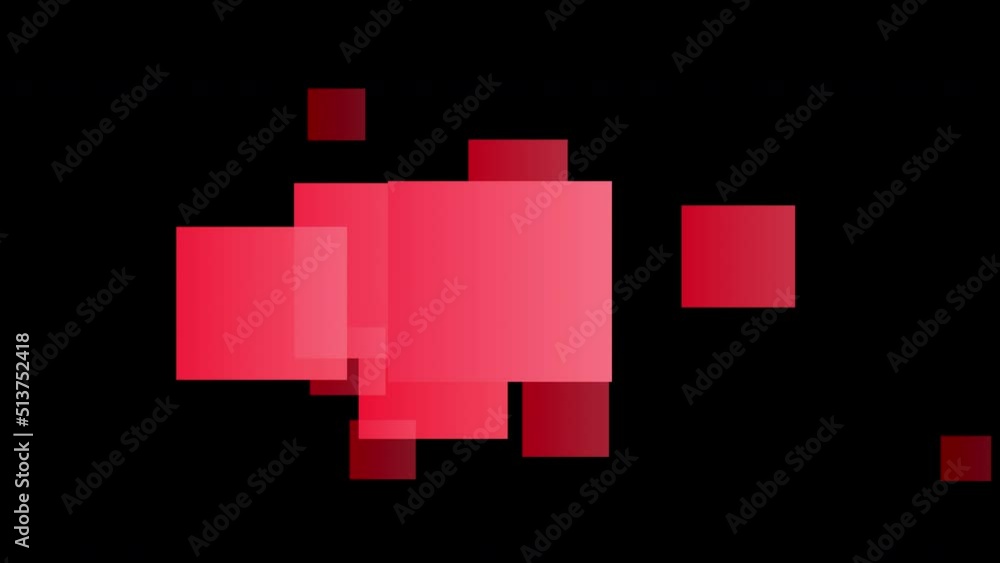 Poster animation of one red square building to a cloud of many