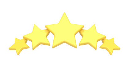 Yellow five stars product service best quality evaluation award rating realistic 3d icon vector