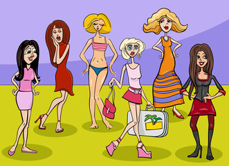 cartoon pretty girls or women characters group