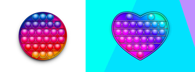 New popular sensory anti-stress toy - Pop it. Isolated on a white background. Realistic vector 3D illustration.