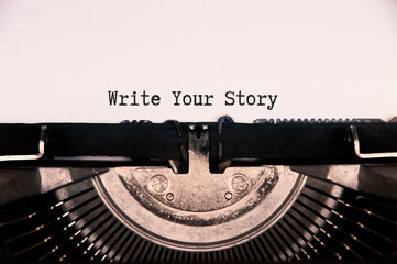 Write your story text on an old typewriter. Lifestyle concept