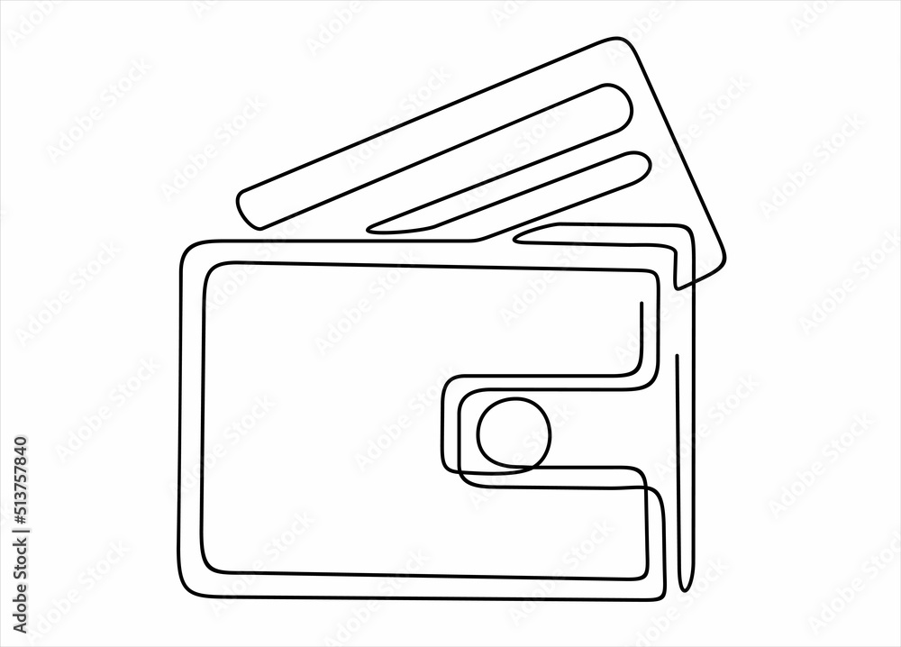 Poster continuous one line of credit card in wallet.