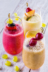Three fruit smoothies