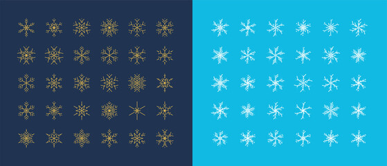 Big Set of Snowflakes Winter Christmas Xmas Design Elements.