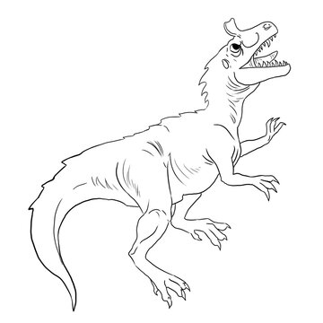 Simple digital drawing of a roaring elvisaurus (Cryolophosaurus ellioti)