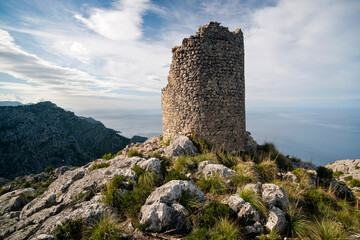 Naklejka premium SPAIN Balearic Islands, Mallorca, Torre de Na Seca, siglo XVI. Fornalutx.