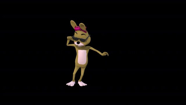 Cartoon Mrs.Rabbitt Dance 3, Animation.1920X1080.11 Second Long.Transparent Alpha video.