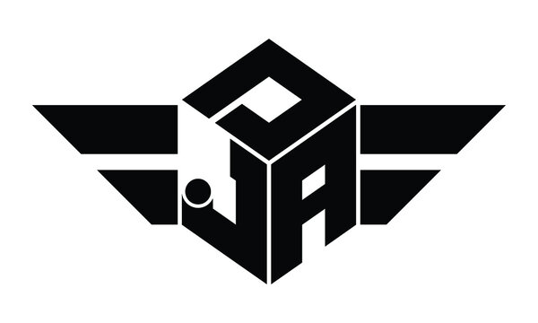 DJA three letter gaming logo in polygon cube shape logo design vector template. wordmark logo | emblem logo | monogram logo | initial letter logo | sports logo | minimalist logo | typography logo |