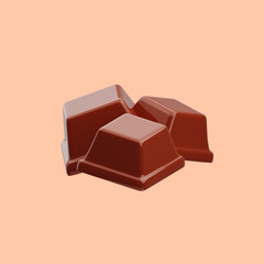 3d rendering of solid chocolate icon illustration