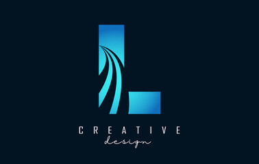 Creative letter L logo with leading lines and road concept design. Letter L with geometric design.