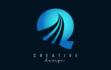 Creative letter Q logo with leading lines and road concept design. Letter Q with geometric design.