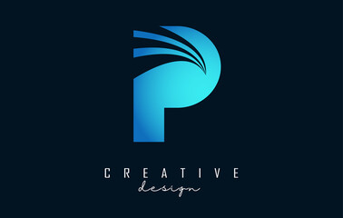 Creative letter P logo with leading lines and road concept design. Letter P with geometric design.
