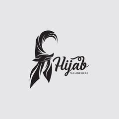 Muslim female in hijab , logo design, vector illustration