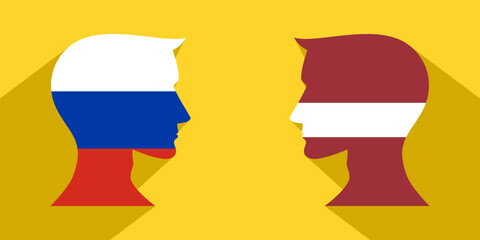 face to face concept. russia vs latvia. vector illustration - obrazy, fototapety, plakaty
