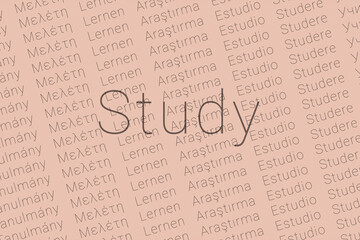 Word Study in languages of world. Logo Study on Zinnwaldite color