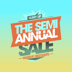 Semi-annual sale, massive discounts, vector web banner or flyer design