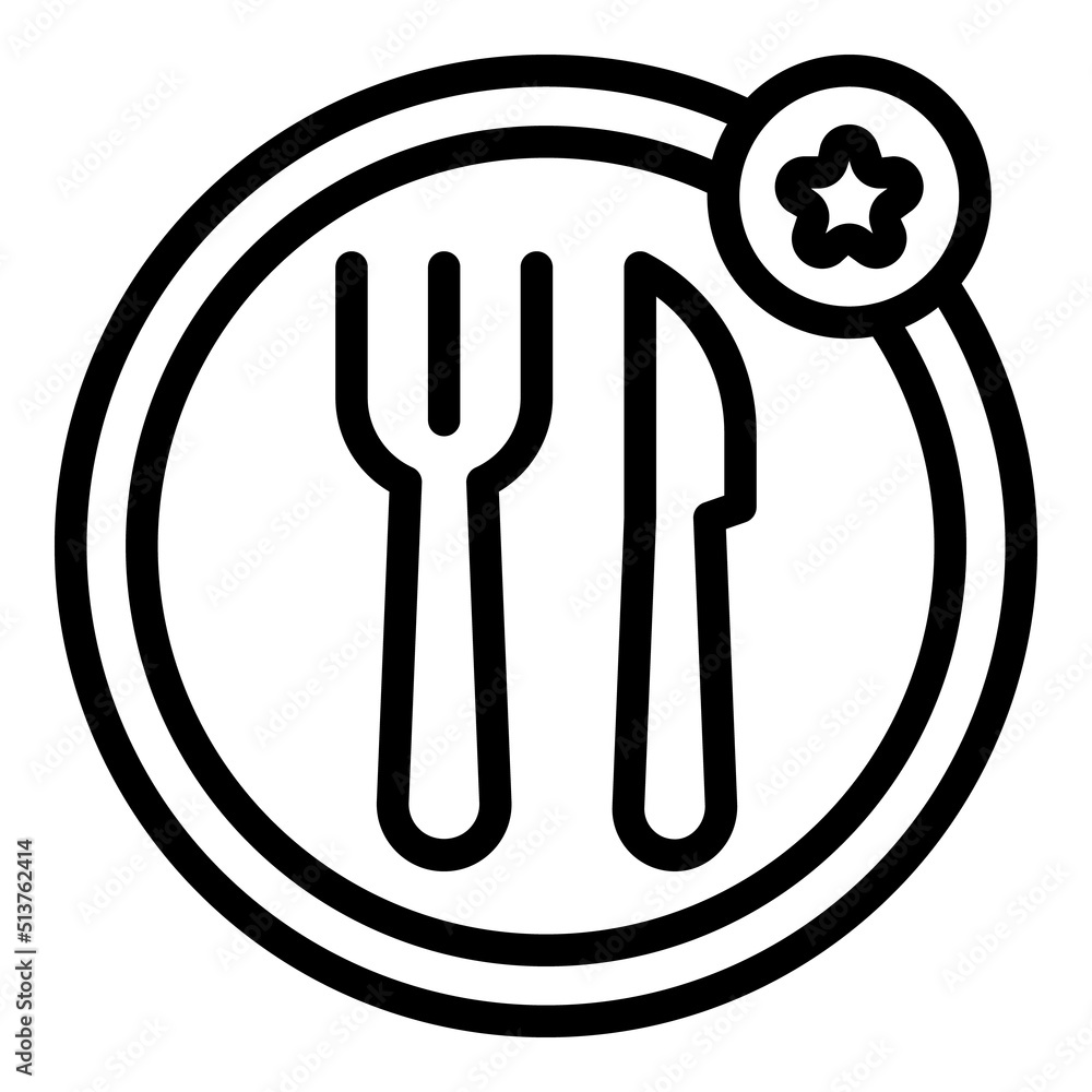 Wall mural Restaurant dish icon outline vector. Bar meal. Food shop - Wall murals