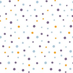 Hand drawn Halloween theme seamless vector pattern with glitter on white background. Cute autumn holiday design for wrapping paper, textile, print, apparel, fabric, wallpaper, card, gift, packaging.