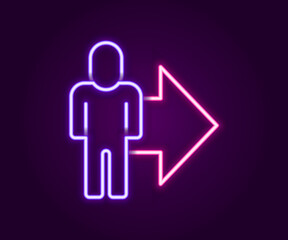 Glowing neon line Leader of a team of executives icon isolated on black background. Colorful outline concept. Vector