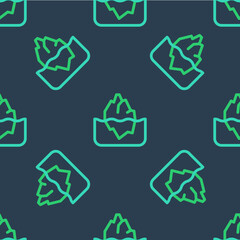 Line Iceberg icon isolated seamless pattern on blue background. Vector