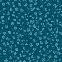 Simple seamless vector blue flower pattern. For fabrics, wrapping paper, wallpapers.