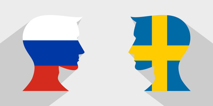 face to face concept. russia vs sweden. vector illustration