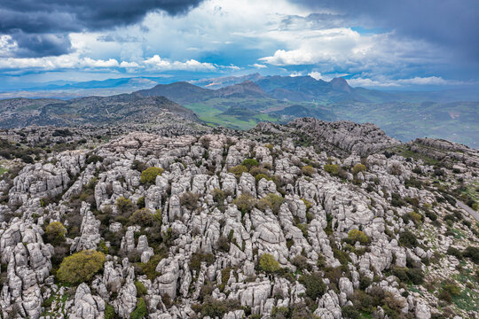 Aerial of El Torcal de Antequera nature reserve, Antequera, Andalucia