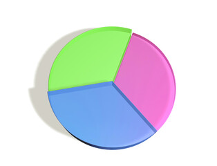 Obraz premium Stylized glass round infographic. Three parts. 3d illustration.