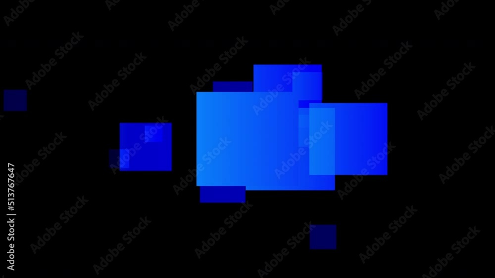Poster animation of one blue square extending to many