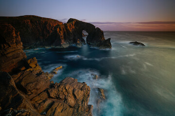 Natural Rock sea arch known as Stac A Phris located on the Isle of Lewis, Outer Hebrides. 