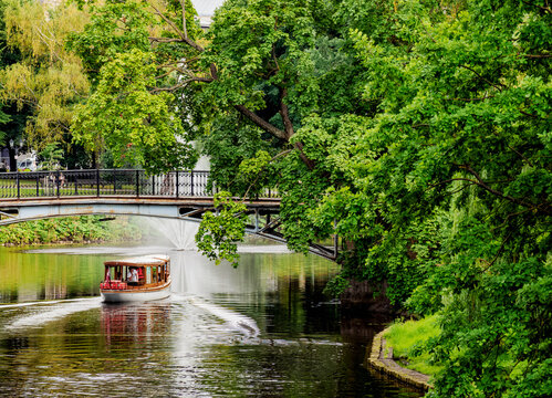 Boat on the City Canal, Riga, Latvia