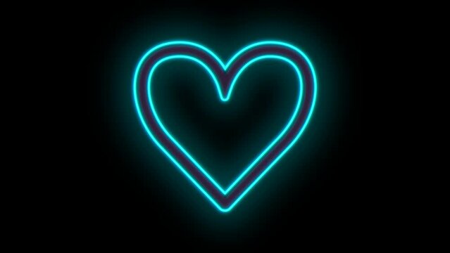 Neon blue heart shape, motion abstract disco, club and party style background