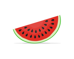 A piece of ripe watermelon with seeds vector illustration on a white background