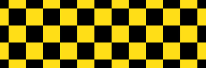 Yellow and Black squares stripe caution tape or barricade construction tape seamless pattern vector illustration.