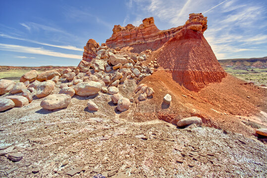 Formation west of Pintado Point called Pintado's Castle, in Petrified Forest National Park, Arizona, United States of America