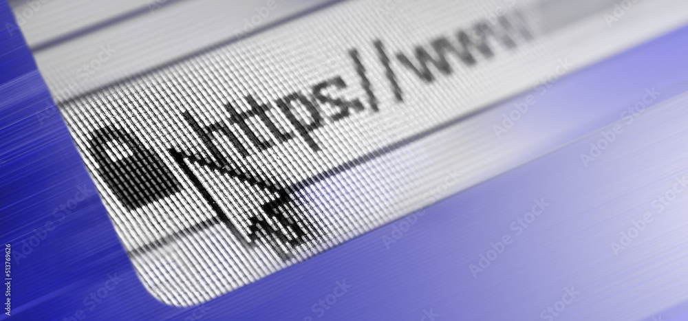 Fototapete closeup of http address in web browser in trendy toned in color of the year 2022, very peri.