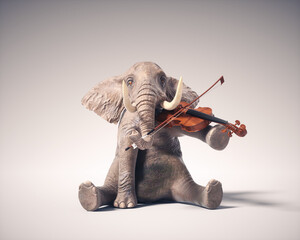 Elephant playing violin.