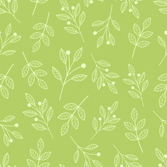 Seamless pattern plants leaves silhouettes vector illustration