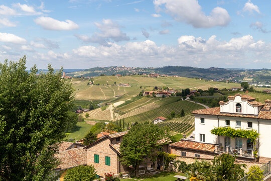 The hills surrounding the town of Neive, Neive, Langhe, Piedmont, Italy